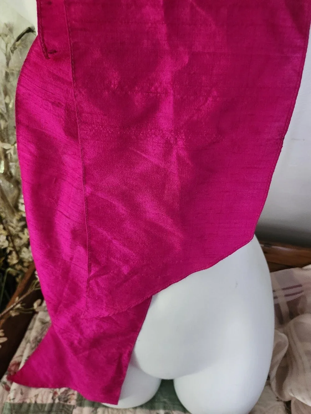 Accessory Street Vibrant Fuchsia Long Thin Silk Head Scarf/Scarf